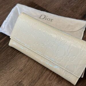 White leather Christian Dior wallet wristlet